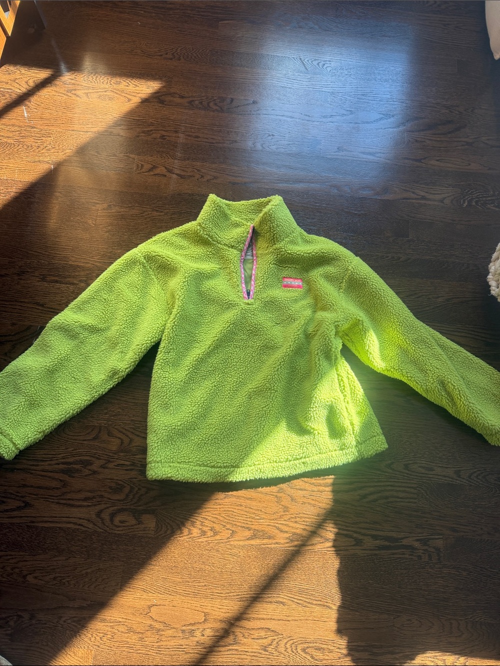 Neon Green Sherpa Teddy Jacket with Quarter Zip - Women's